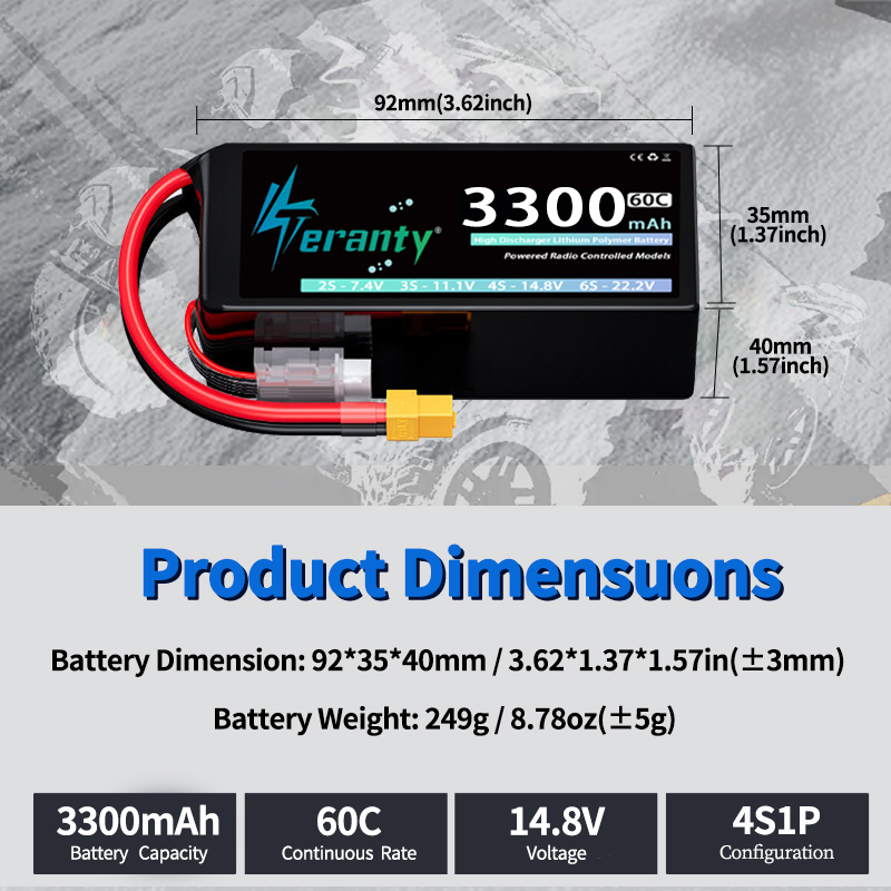 TERANTY 4S 3300mAh Lipo Batter - Drone Battery Plate recension och pris